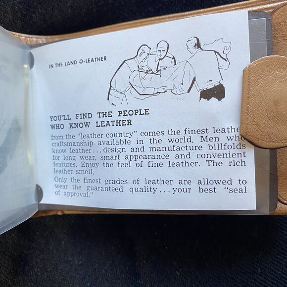 Vintage Tan Leather Bifold Wallet. Snap Closure. New But With Blemish. USA. - Picture 11 of 15